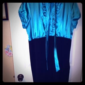 ✅ *Select Dresses: 3 for $25* Shiny Aqua Blue and Black Retro Dress